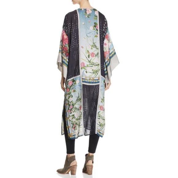 Johnny Was Camuba Heaven 100% Silk Long Kaftan  Medium Floral Boho Designer - Picture 12 of 12